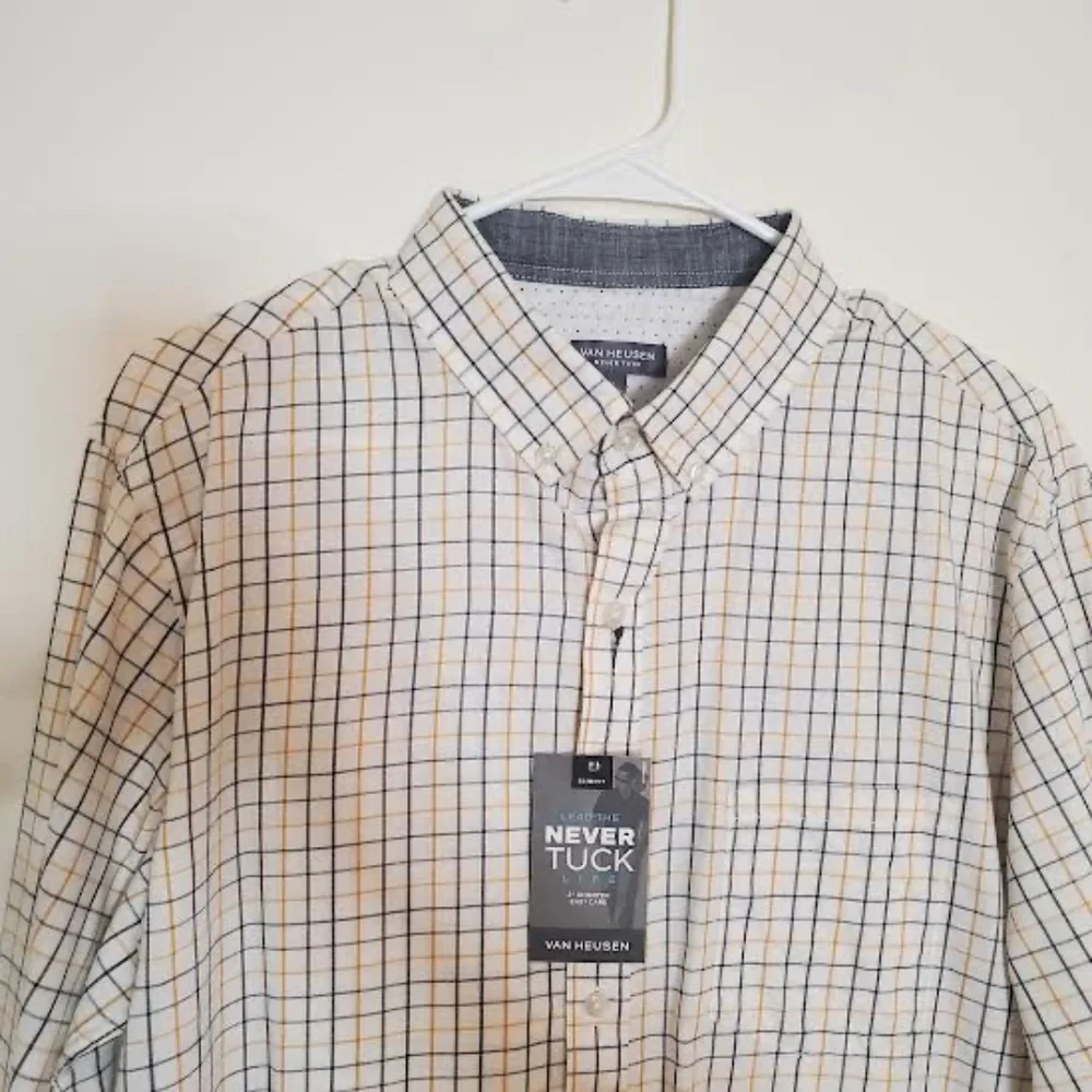 NWT Van Heusen Never Tuck Button-down Long Sleeve Shirt. - Picture 2 of 9